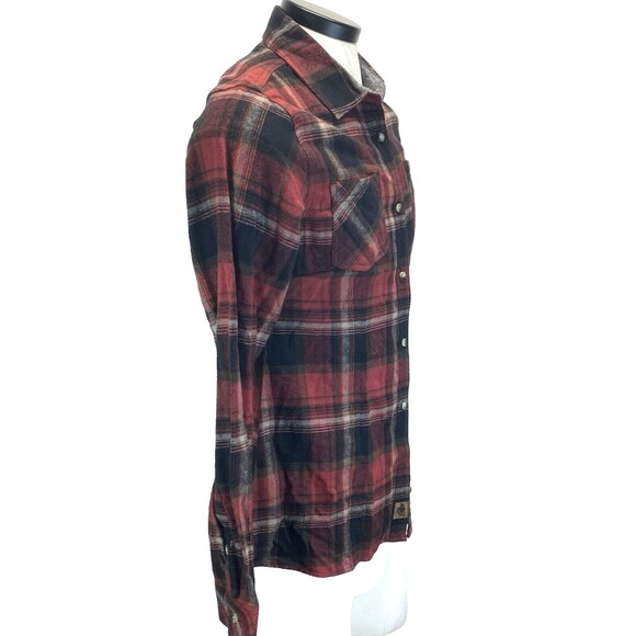 Legendary Whitetails Women’s Size Medium Plaid Flannel Shirt Red/Black Flip Cuff - Picture 6 of 14